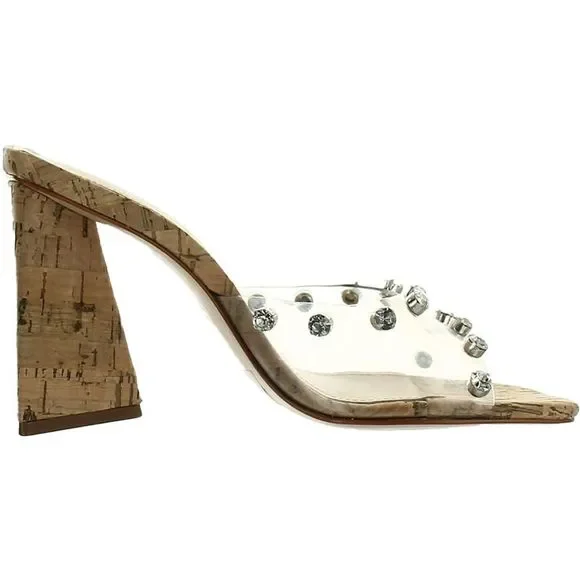 SCHUTZ Clear and Tan Studded Heels - Picture 3 of 5